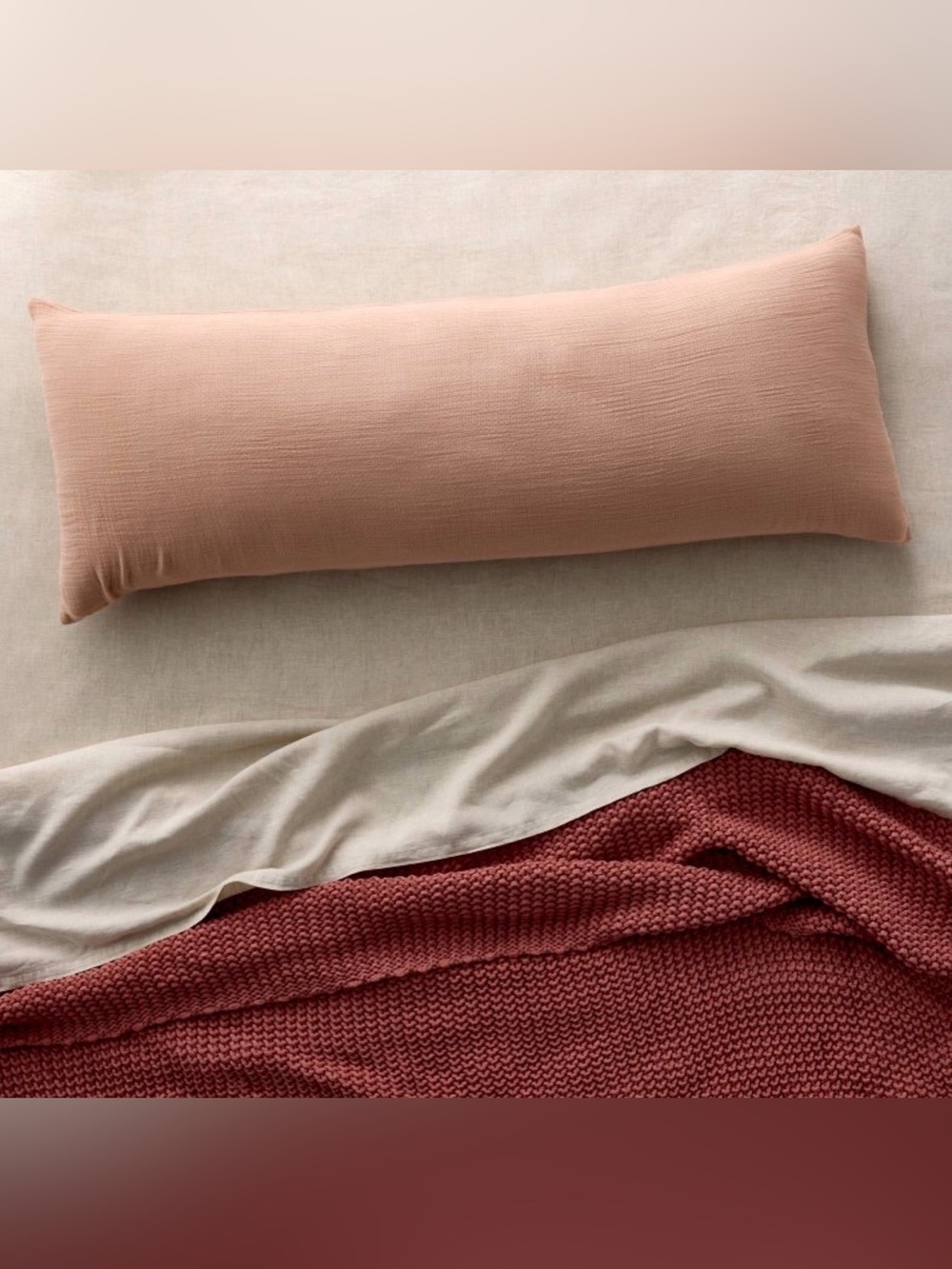 Casaluna Blissful Double Cloth Body Pillow Cover in Light Adobe Clay